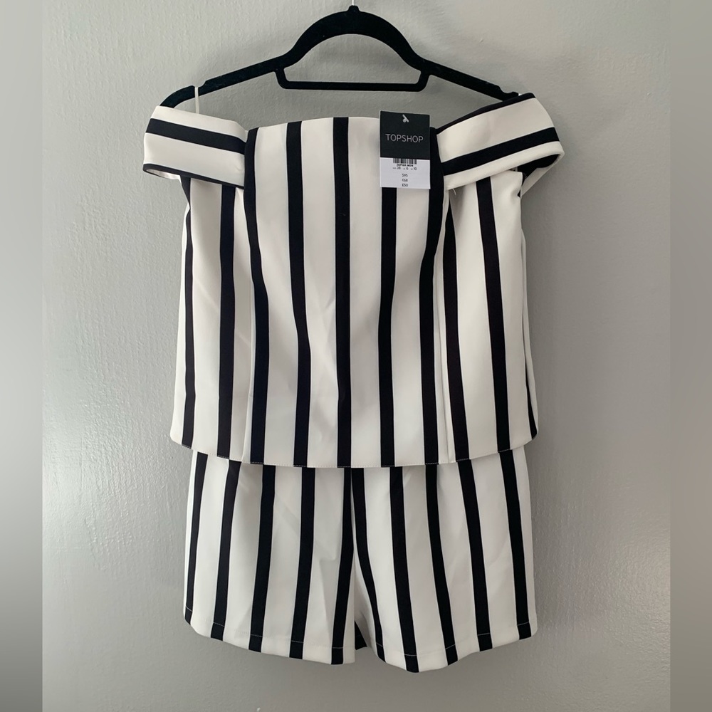 Black/White striped romper